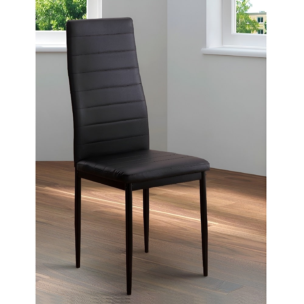 Silla piel sintética, asiento y respaldo acolchados, estructura metálica - Seano Negro