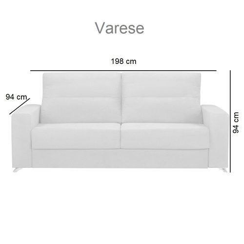 Medidas cerrado. Sofá cama tres plazas, colchón 12 cm, apertura italiana, estructura metálica - Varese