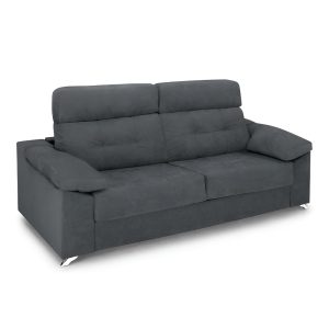 Sofá cama, apertura italiana, reposabrazos, cojines, colchón 16 cm, gris oscuro - Pavia