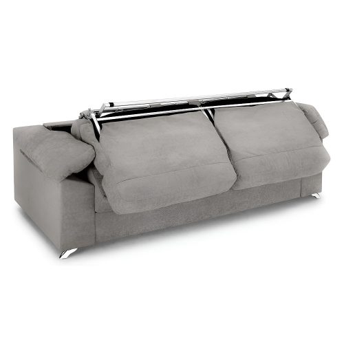 Sofá cama, apertura italiana, reposabrazos, cojines, colchón 16 cm, medio abierto, gris claro - Pavia