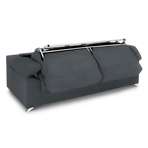 Sofá cama, apertura italiana, reposabrazos, cojines, colchón 16 cm, medio abierto, gris oscuro - Pavia