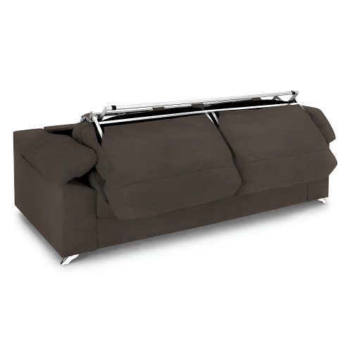 Sofá cama, apertura italiana, reposabrazos, cojines, colchón 16 cm, medio abierto, marrón - Pavia