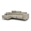 Sofá chaise longue izquierda, 3 plazas, cabezales reclinables, asientos deslizantes, beige - Palermo