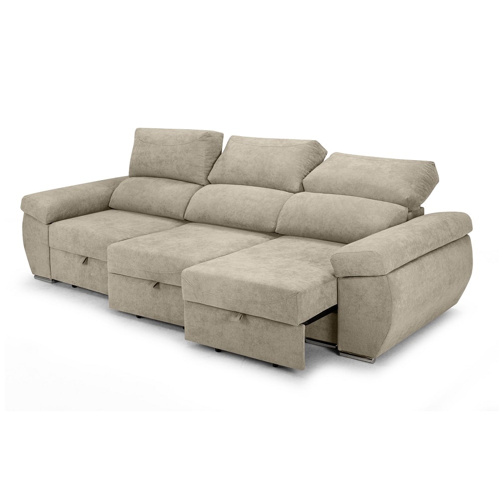 Sofá 3 plazas, asientos deslizantes, cabezales reclinables - Lecco