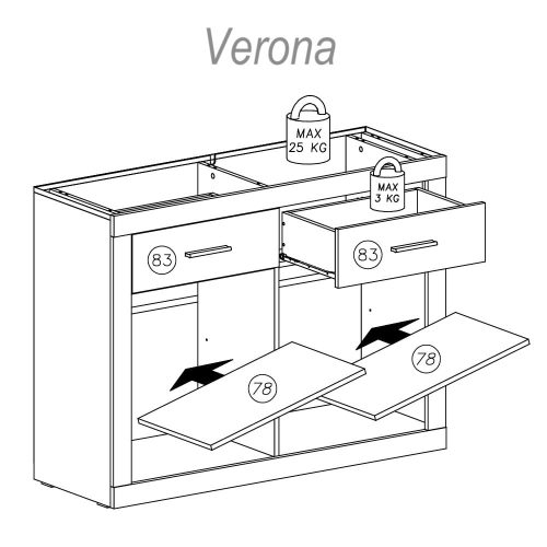 Baldas dentro del aparador compacto, 120 cm - Verona