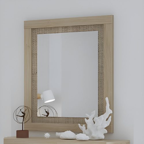 Espejo rectangular de pared con marco, 90 x 75 cm, roble - Verona