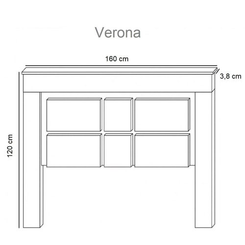 Medidas. Cabecero de pie 160 cm, 2 patas, tableros decorativos, bicolor - Verona