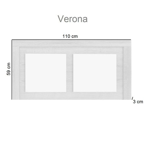 Medidas. Cabecero juvenil de pared, 110 cm, tableros cuadrados decorativos, bicolor - Verona