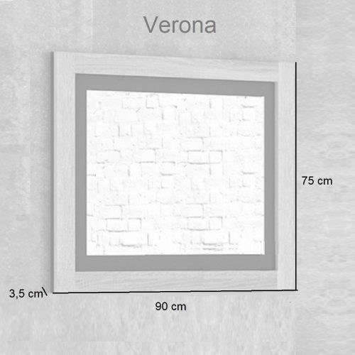 Medidas. Espejo rectangular de pared con marco, 90 x 75 cm - Verona