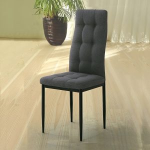 Silla tapizada tela color gris, asiento y respaldo alto acolchado, patas metálicas - Roddi