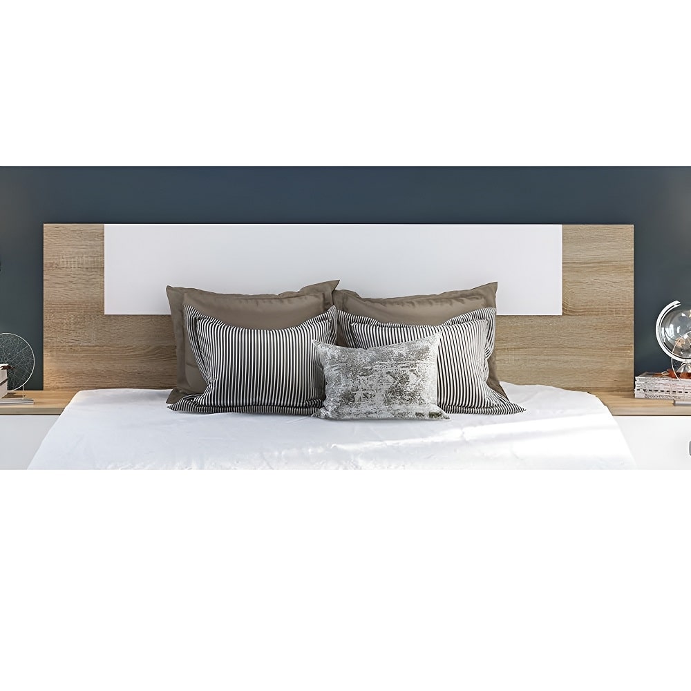 Cabecero cama matrimonio de pared, roble-blanco, 160 cm - Niza - MEBLERO