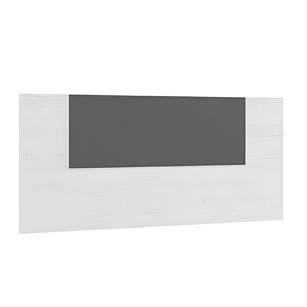 Cabecero cama individual, 110 cm, tablero central rectangular - Miki Blanco con vetas / gris
