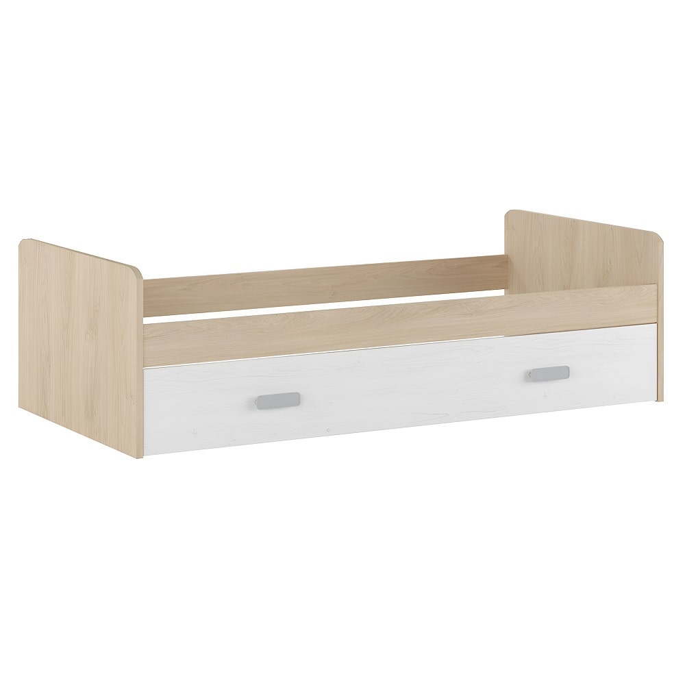 Cama compacta nido, 2 cajones, 90 x 190 + 90 x 180, blanco-roble