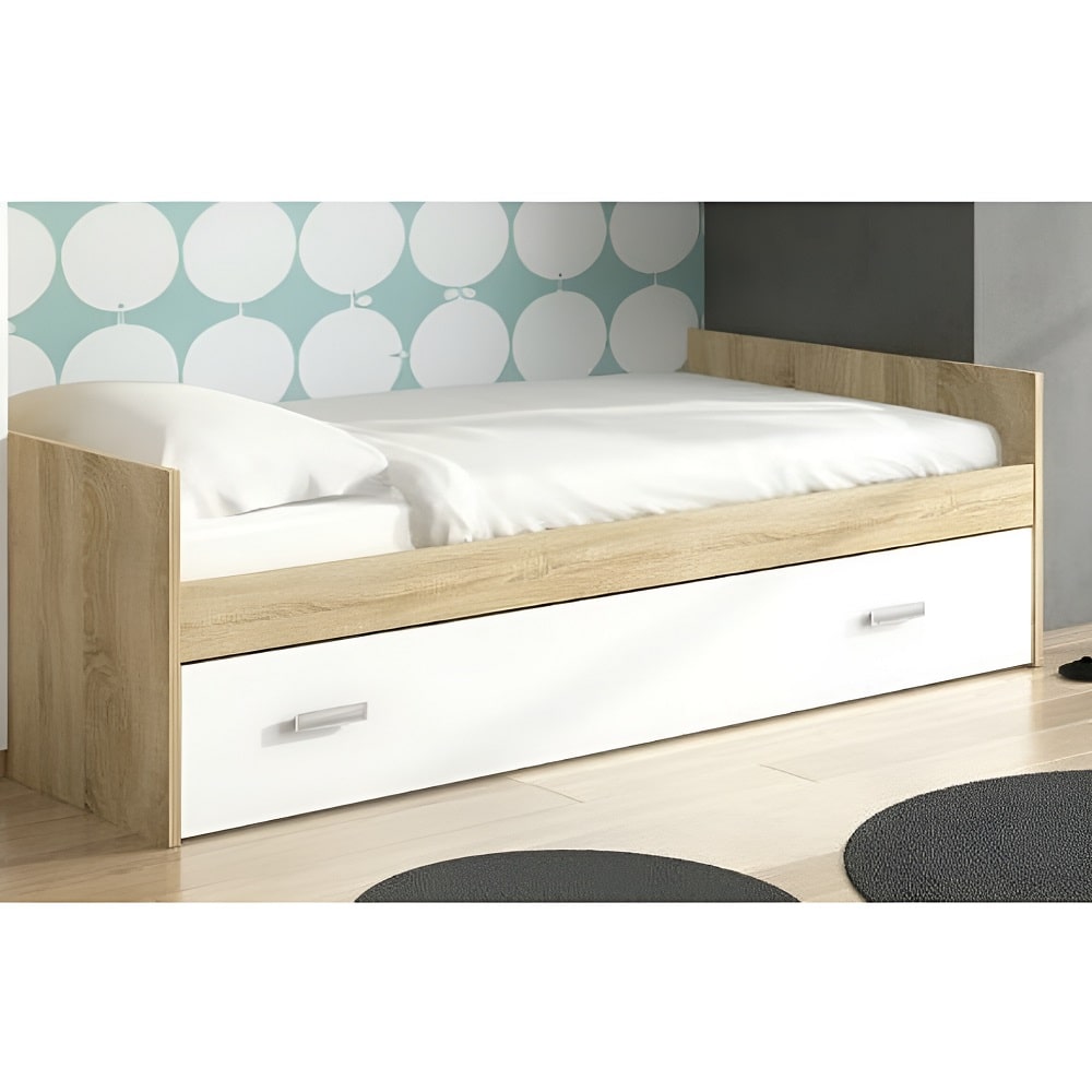 Cama Nido Blanco Gris Madera 90 X 190 cm