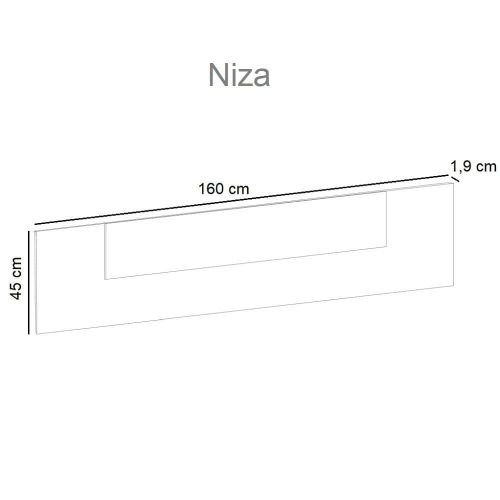 Medidas. Cabecero de pared, 160 cm, tablero central rectangular, roble-blanco - Niza