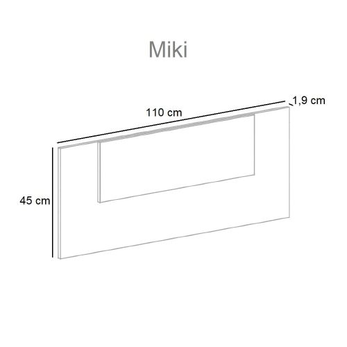 Medidas. Cabecero de pared individual, 110 cm, tablero central rectangular - Miki