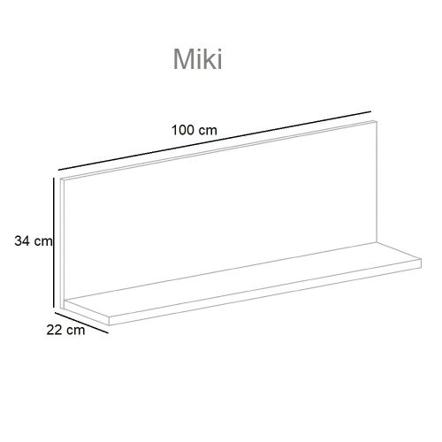 Medidas. Estante de pared con respaldo, 100 cm (1 metro) - Miki