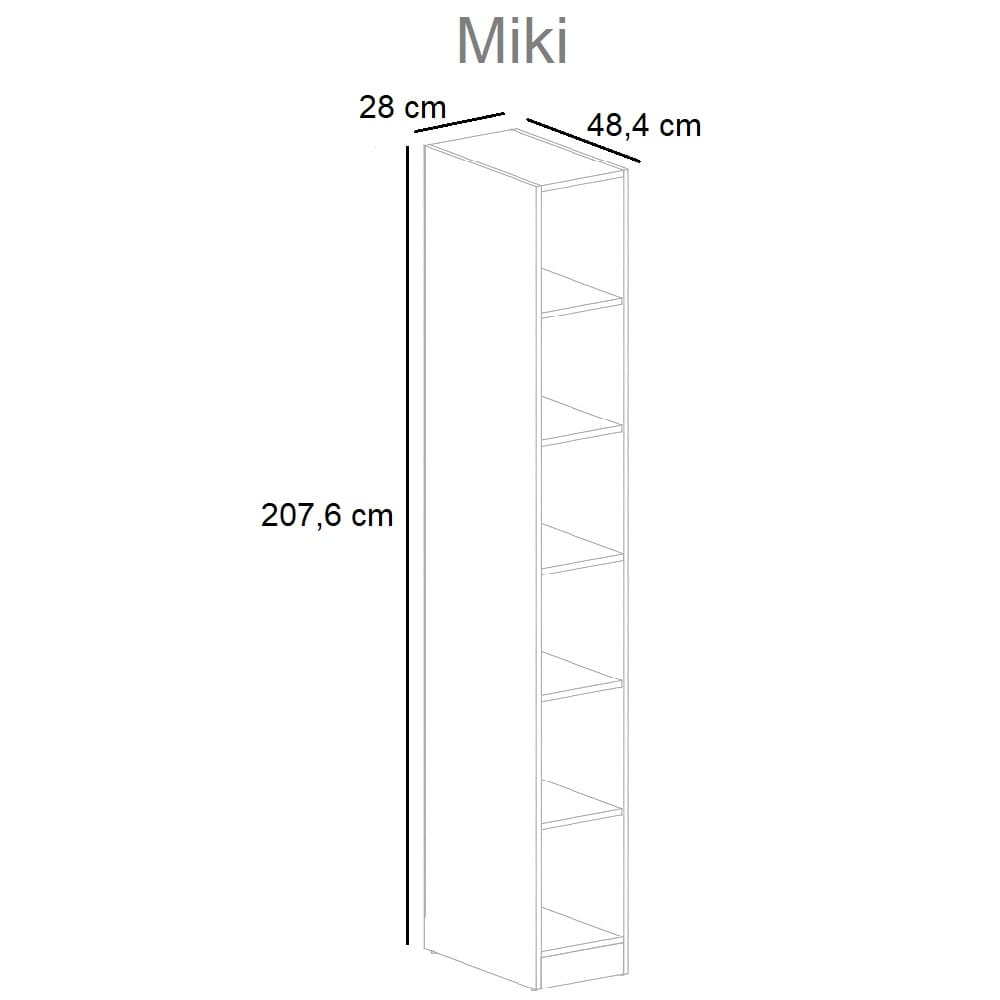 Estantería estrecha (columna), profunda, alta, 6 baldas - Miki