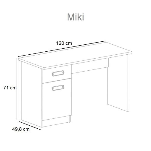 Medidas. Mesa escritorio juvenil, una puerta, un cajón - Miki