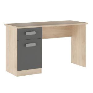 Mesa escritorio juvenil, una puerta, un cajón, roble-gris - Miki