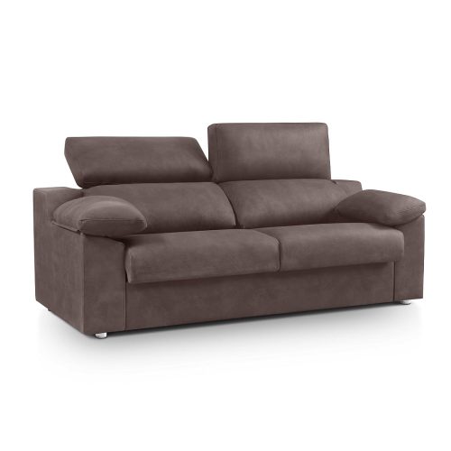 Sofá cama apertura italiana, cabezales reclinables, colchón 18 cm, marrón grisáceo - Artana