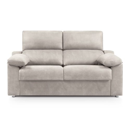 Sofá cama apertura italiana, cabezales reclinables, colchón 18 cm, plata, frontal - Artana