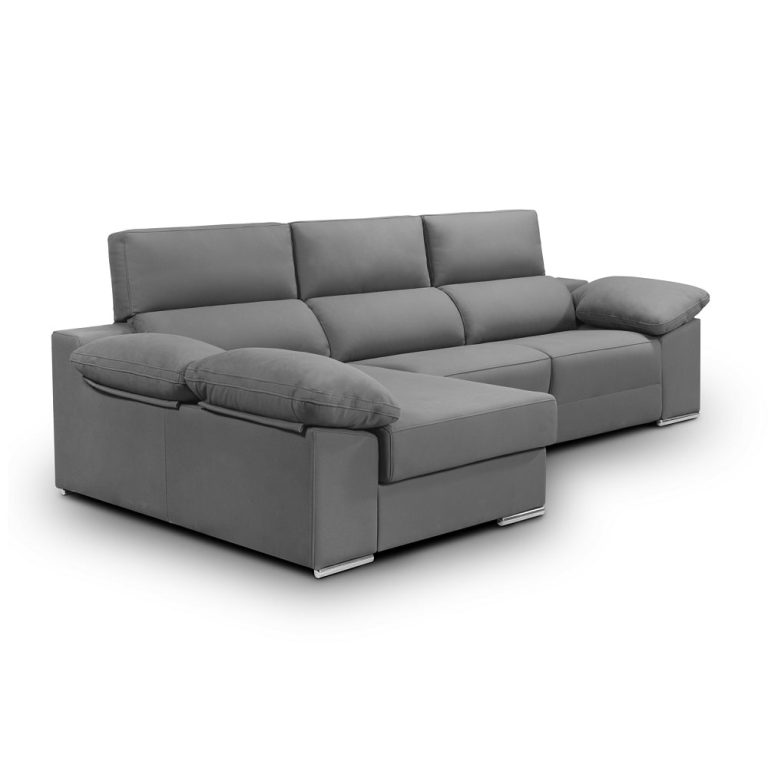 Sofá chaise longue, 2 asientos relax motorizados, reclinable, arcón