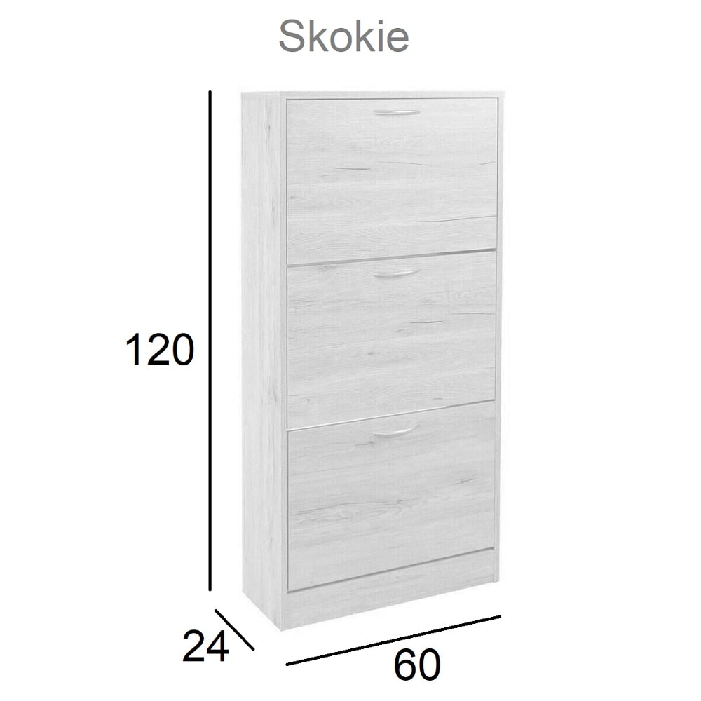 Armario pequeño bajo, 2 puertas, 3 estantes, color roble - Skokie