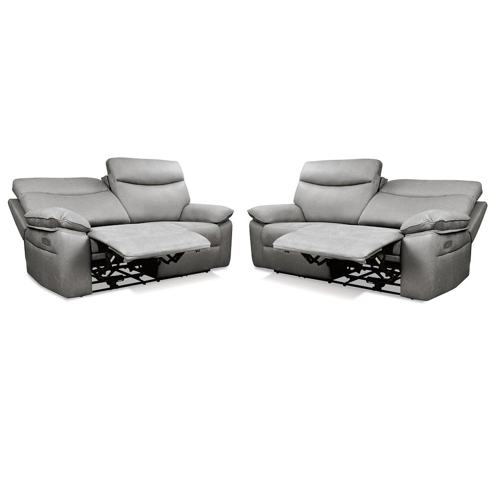 Conjunto sofás 2 y 3 plazas, relax eléctrico, reclinables, USB - Tirol Gris claro (Grey)