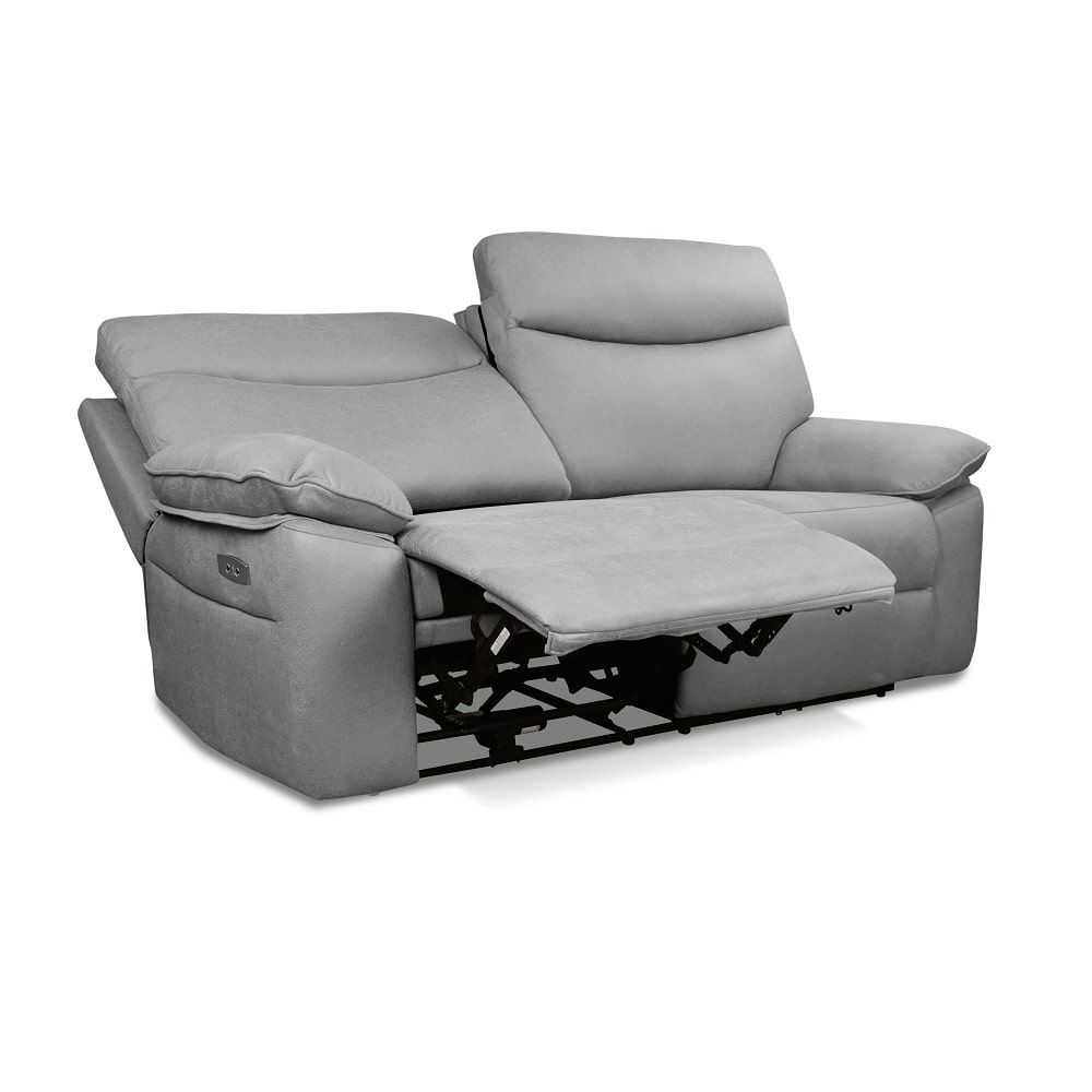 Sofá 2 plazas relax eléctrico, reclinable, USB - Tirol Gris claro (Grey)