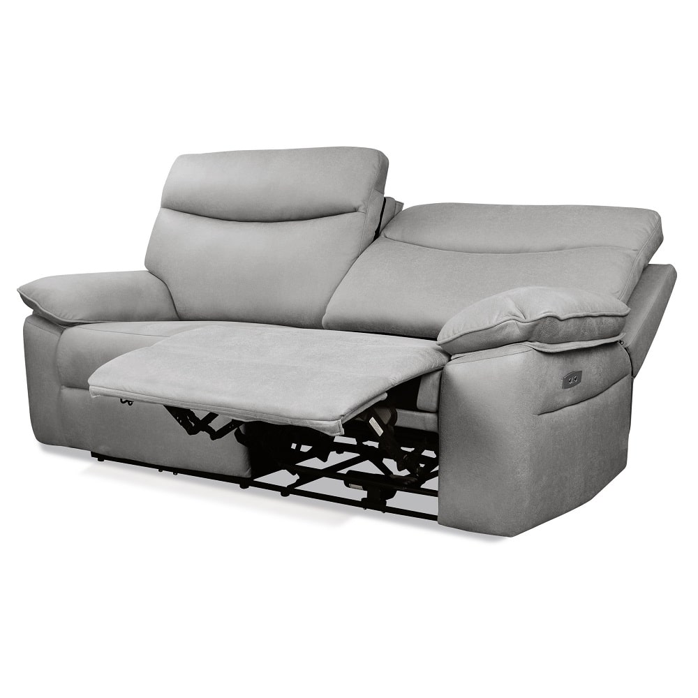 Sofá 3 plazas relax eléctrico, reclinable, USB - Tirol Gris claro (Grey)