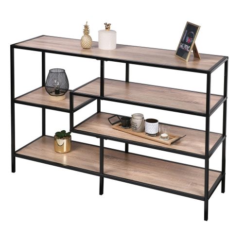 Low Horizontal Metal Bookcase, 5 Shelves, 114 cm Wide, 76 cm High - Chicago