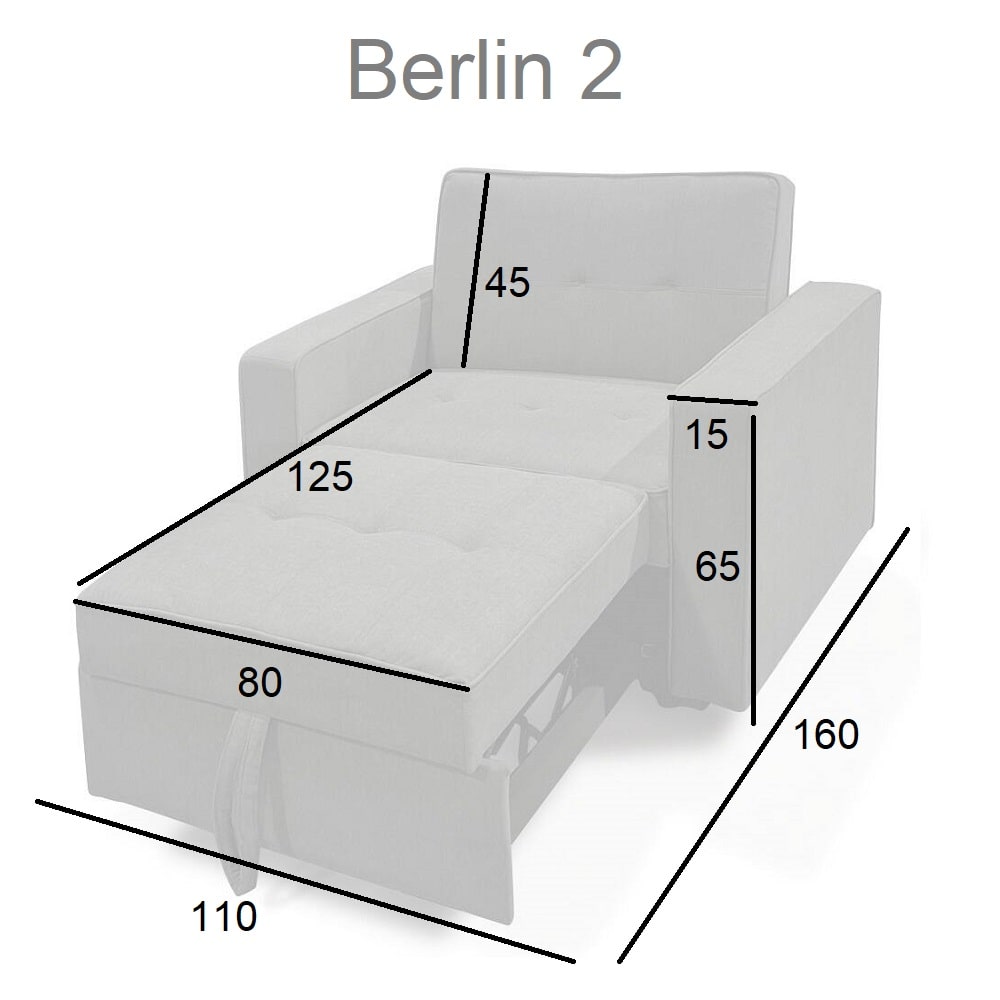 Sofá cama individual, 1 plaza, 3 posiciones - Berlin - MEBLERO