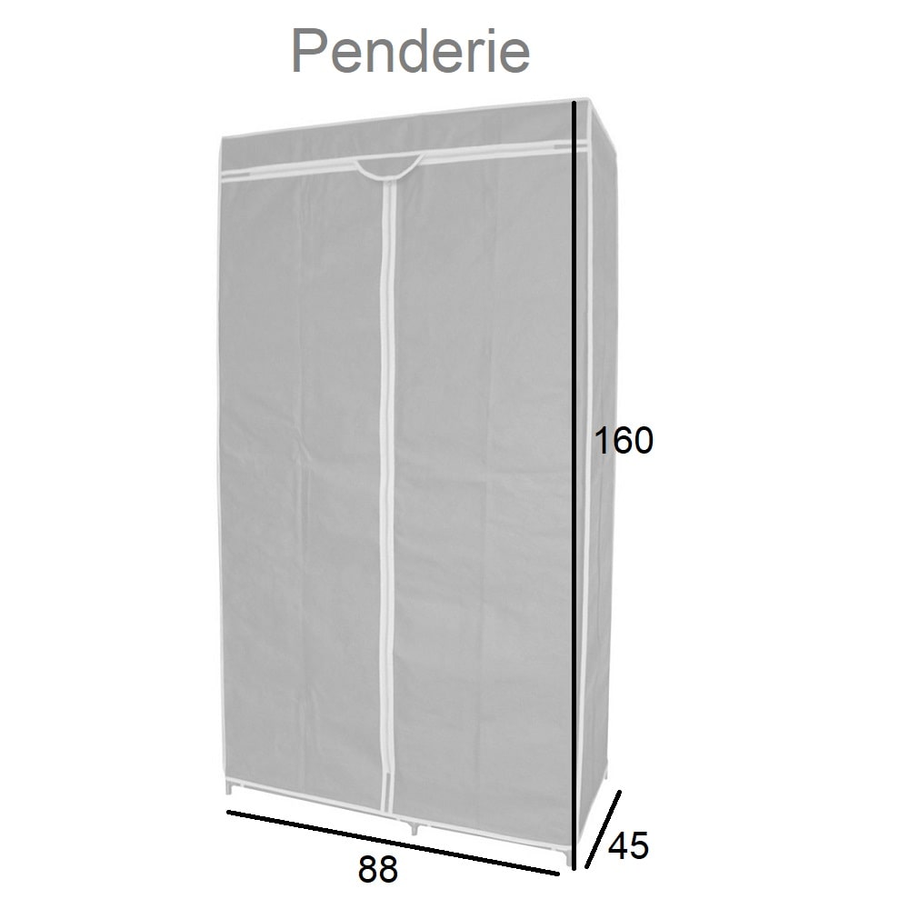 Armario de tela, 5 estantes, 88 x 45 x 160 cm, gris - Penderie - MEBLERO