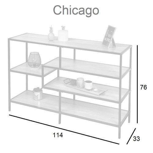 Low Horizontal Metal Bookcase, 5 Shelves, 114 cm Wide, 76 cm High - Chicago - Image 4