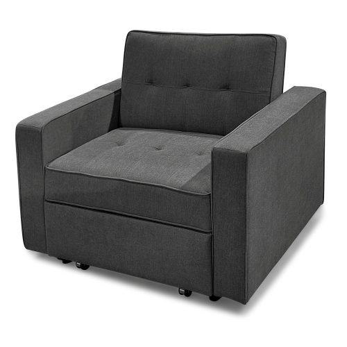 Sofá cama individual, 1 plaza, 3 posiciones. Tela gris. Modo sillón. Berlin