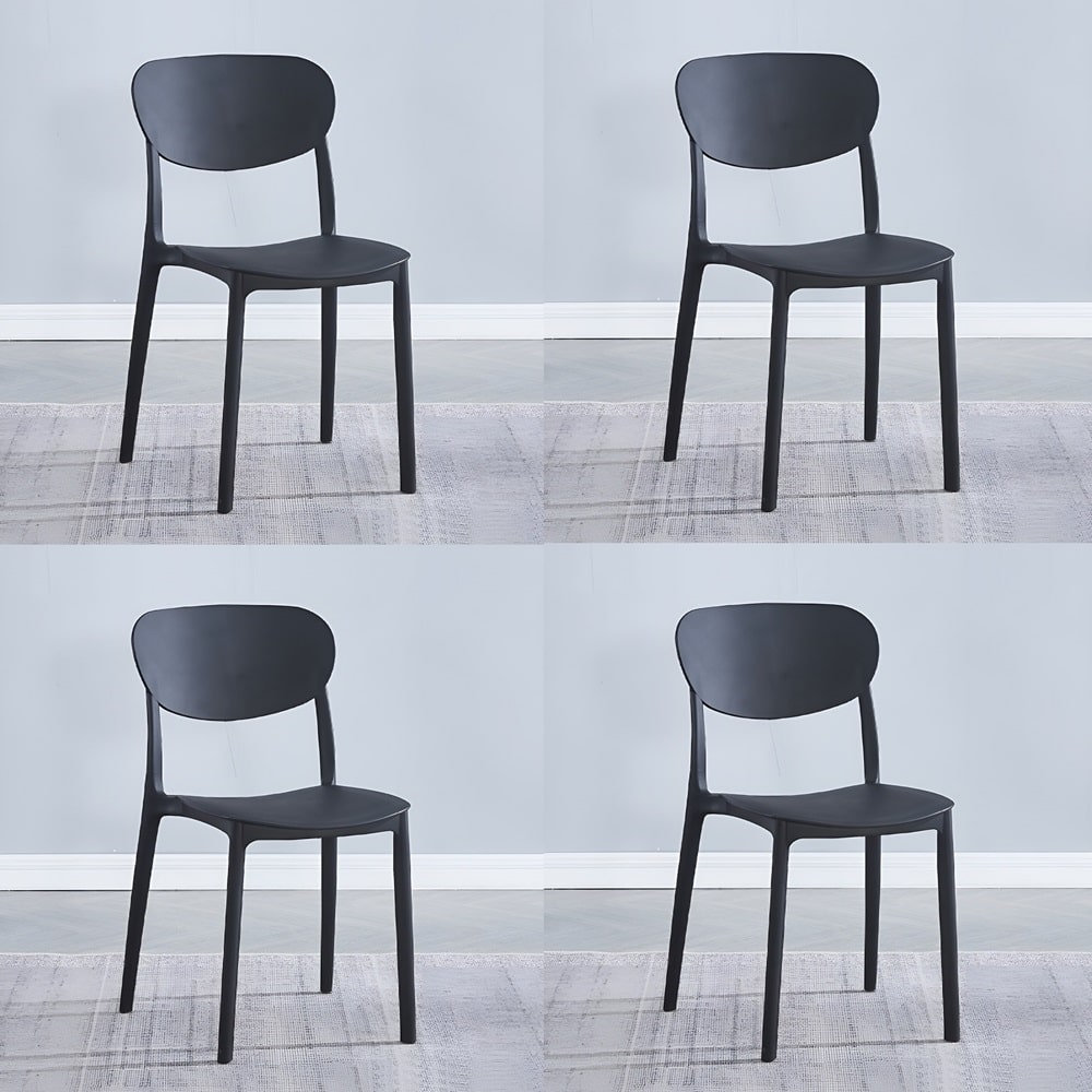 Pack 4 sillas de diseño negras, plásticas - Vigone - MEBLERO