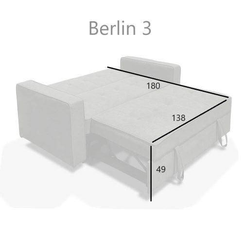 Medidas cama abierta - sofá cama 2 plazas con brazos – Berlin