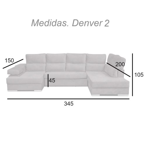 Medidas. Sofá en forma de U con cama, derecho (Variante 2) - Denver