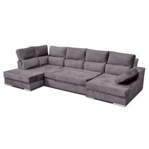 Sofá en forma de U con cama, respaldos reclinables, gris, izquierdo (Variante 1) - Denver