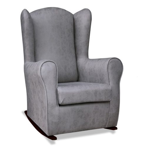 Mecedora silla de lactancia, tela gris, patas madera - Bregenz