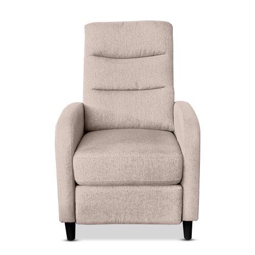 Vista frontal. Butaca relax, respaldo reclinable, reposapies, beige - Graz