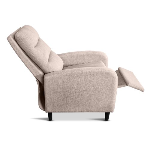 Vista lateral. Butaca relax, respaldo reclinable, reposapies, beige - Graz