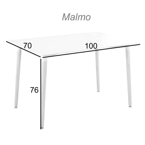 Mesa de cocina nórdica blanca, 100 x 75 cm - Malmo