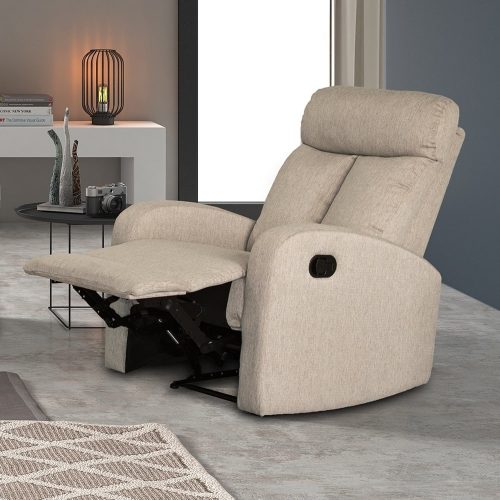 Sillón relax manual brazos estrechos, beige, abierto – Dortmund