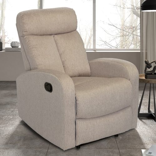 Sillón relax manual brazos estrechos, beige, cerrado – Dortmund