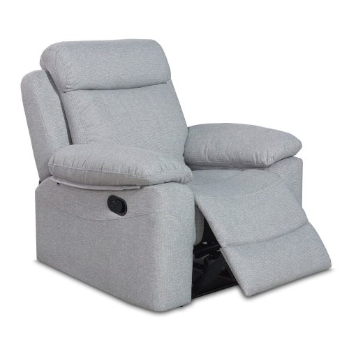 Sillón relax manual espacioso, brazos anchos, abierto, tela gris claro – Mainz