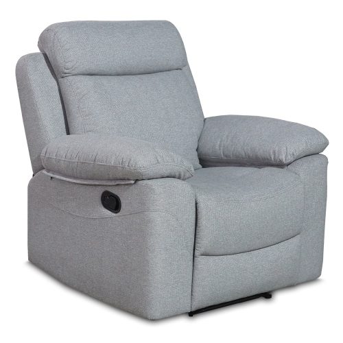 Sillón relax manual espacioso, brazos anchos, cerrado, tela gris claro – Mainz