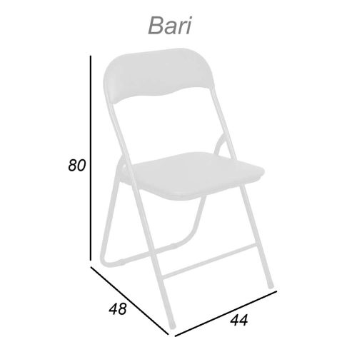 Medidas. Silla plegable, piel sitetica (PU), acero, espaldo, asiento acolchados - Bari