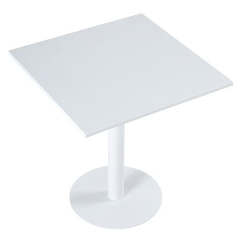 Mesa de comedor pedestal, cuadrada, metálica, 70 x 70 cm, blanca - Kolding